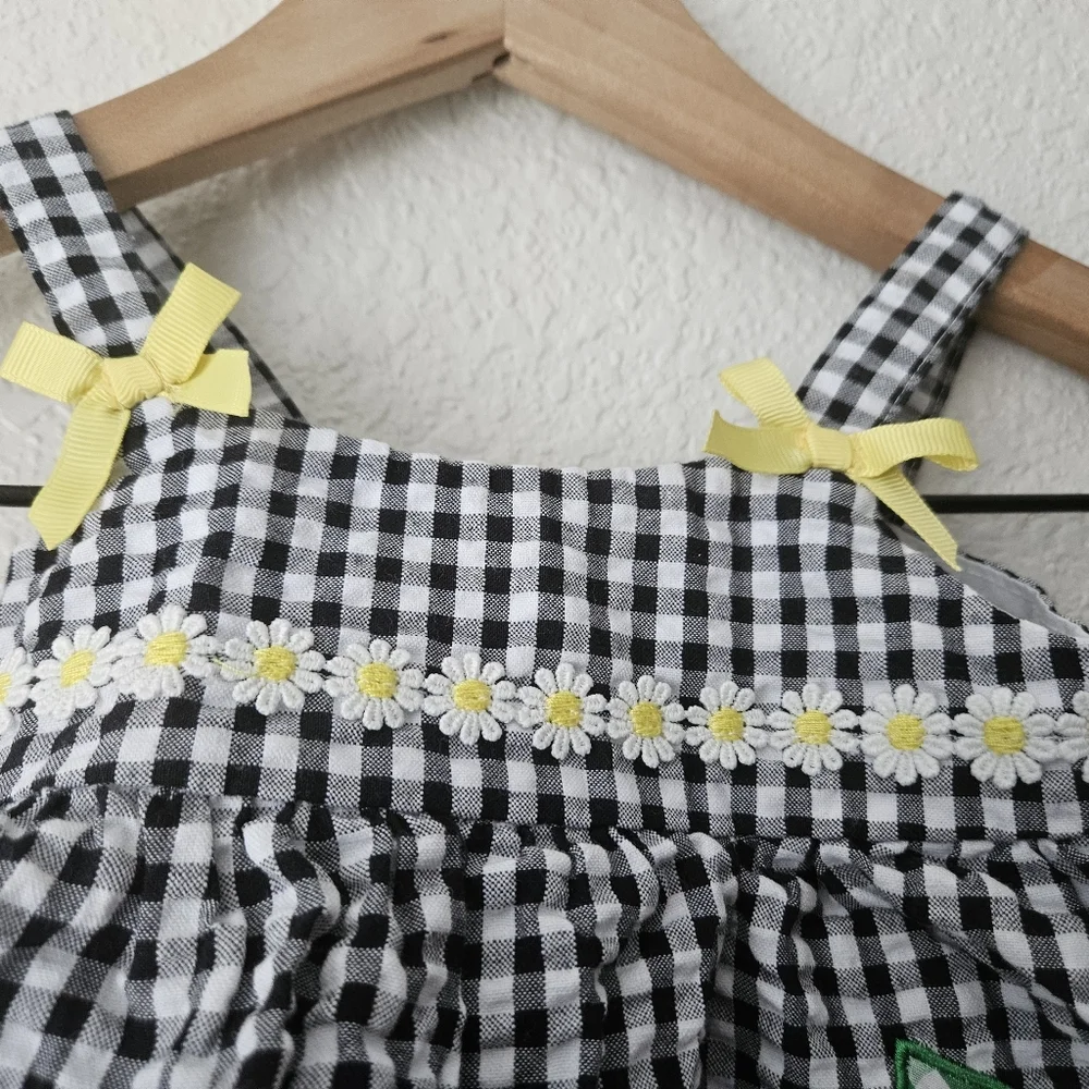 bonnie baby gingham bumblee dress, 3 - 6 months